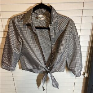 Joseph Ribkoff Gray Button Down Crop Top